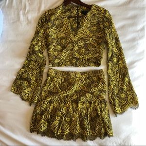 INTERMIX Lace Floral Blouse & Skirt Set
